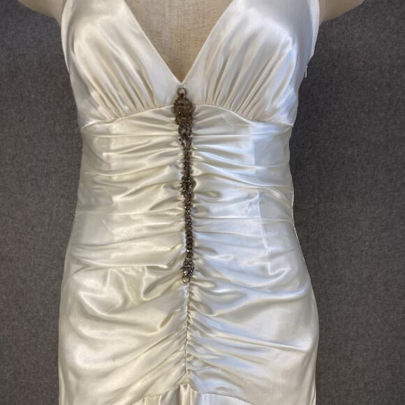 ✨ Jessica McClintock Ivory Satin Gown 💎 Prom / Formal Junior 7 NWT - Picture 5 of 16